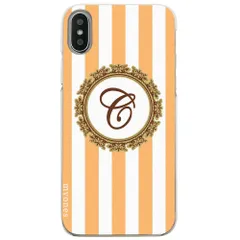 【新品未使用】iPhone11 Pro Max アイフォン11プロマックス クリア ハードケース ( ストライプオレンジ イニシャルC ) ボーダー ストライプ イニシャル cl-initial1-iphone11max-ca032_c_c