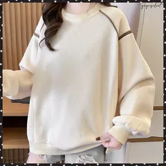トレーナー レディーススウェット 裏起毛ゆったりトップス ラウンドネック プルオーバー 体型カバー 暖かい 長袖 大人可愛い 韓国ファッション お洒落 通学カジュアル 秋冬 スウェット 厚手 ストリートトップス