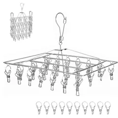 新品 tkone ピンチハンガー 洗濯 物干し ハンガー 36ピンチ ステンレス サビにくい 室内外両用 多機能収納 折りたたみ式（10個予備ピンチ付）