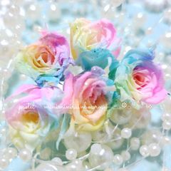 マイクロローズ*.❁パステルレインボー　5輪　花材　プリザーブドフラワー