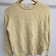 カシミア100 長袖 ニット セーター イエロー マスタード ヴィンテージ レディース 古着