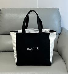 アニエスベー トートバッグ リバーシブルトート Lサイズ ロゴ コットン キャンバス A4収納可 大容量#わふうひゃっぽうばこ