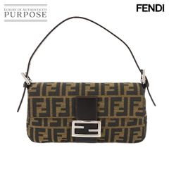 新品同様 フェンディ FENDI ズッカ マンマバゲット ショルダー バッグ キャンバス レザー ブラウン 26424 シルバー 金具 90289096