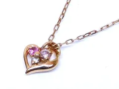4 まだ美品 4℃ ヨンドシー ☆ K10 ピンクゴールド ネックレス ミニハート レディース □6C シト00