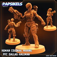 v | HUMAN COLONIAL MARINE PFC DALLAS HALLMAN 32mm | 3Dプリント ミニチュア TRPG サイバーパンク SF