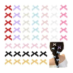 『大人気』 子供 髪留め レディース 誕生日ギフト 蝶結 発表会 ミニ 可愛い 成人式 ヘアクリップ 小さめ 結婚式 髪飾り 入学式 リボン 50個セット 卒業式（10色） GYWHOOFT