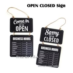 OPEN CLOSED 木製 黒白 目立つ カッコいい ドア ウインドウ 入口 看板 サイン アメリカンスタイル 週間営業時間表 アメリカメーカー製 こだわりの衣料雑貨店必需品
