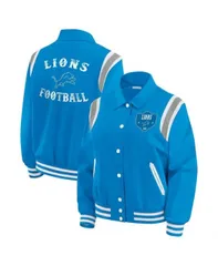 【送料無料】 ウェア バイ エリン アンドルーズ レディース ジャケット・ブルゾン アウター Women's Blue Detroit Lions Varsity Lightweight Full-Snap Jacket Blue