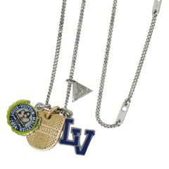 本物 ルイヴィトン LOUIS VUITTON LV コリエ チャームズ LVリーグ LVイニシアル ネックレス メタル シルバー金具 M61996 ビトン アクセサリー ジュエリー 中古 【フォロー割】