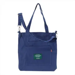 トートバッグ キャンバス ファスナー付 ショルダーバッグ A4 ネイビー