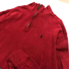 【美品】ポロバイラルフローレン ハーフジップ ニットセーター 赤 メンズXL