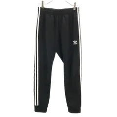 adidas アディダス トレフォイルロゴ刺繍 トレーニング ロングジャージパンツ S 黒 3ライン メンズ 古着