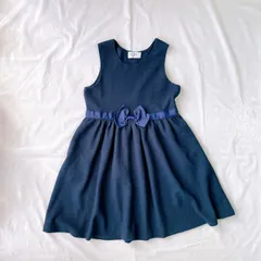 美品 WILL MERY ウィルメリー 女の子 子供用ドレス  ワンピース 120㎝ ネイビー リボン かわいい ノースリーブ 発表会 結婚式 セレモニー  フォーマル 入園式