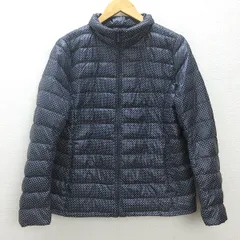 C■ユニクロ/UNIQLO ドット柄 ウルトラライトダウンジャケット【XL】紺/LADIES/ｍ26【中古】