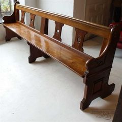 L3310-57 英国アンティーク オーク チャーチ ロング ベンチ 教会