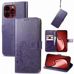 【在庫処分】手帳型 ケース 8 ノートブック型携帯電話保護カバー多機能携帯電話ホルスター財布携帯電話ホルダーバンプパターンテクスチャ耐久性摩擦耐性携帯電話ケース男性と女性に適した多色オプション Pixel (四つ葉のクローバーパープル) に適用するGoogle