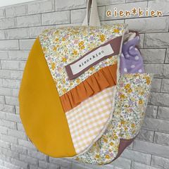 名入れ無料＊ベビーリュック　花柄フリル＊女の子のお祝いに♪一升餅用にも♪ 切替