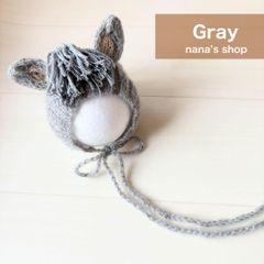 グレー♪馬帽子&ニューボーンフォト撮影衣装　午年　ウマボンネット　月齢フォト