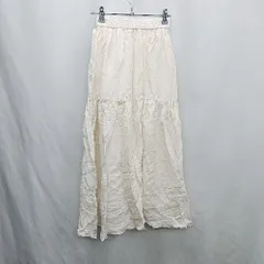 ◇ Θ DISCOAT ディスコート ウエストゴム ロング フレアー スカート サイズF ホワイト レディース E  【1412090005572】