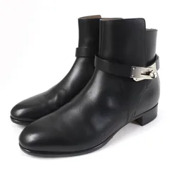 エルメス【極美品】ネオ　レザー　ショートブーツ　ケリー金具　ブラック　361/2 エルメス ネオ レザー ショートブーツ 36 レディース ブラック