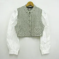 ザラ ジャケット ショート丈 ツイード アウター レディース Mサイズ ベージュ×黒 ZARA 【中古】