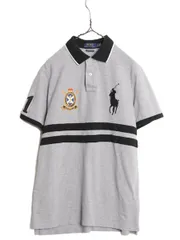 【お得なクーポン配布中!】 ビックポニー ポロ ラルフローレン 鹿の子 半袖 ポロシャツ メンズ L / 半袖シャツ カスタム スリムフィット 2トーン ナンバリング 灰 黒
