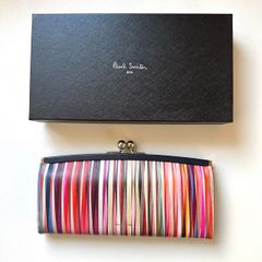 28,600円新品箱付【ポールスミス】人気！！マルチストライプ がま口長 