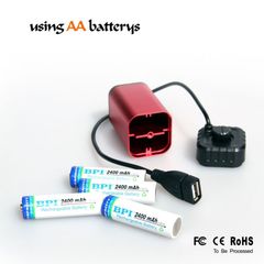 蝮電器製品123：USB電源供給モバイル電池単三電池４本直列使用【アルミ】