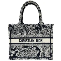 【Dior/ディオール】ブックトート スモール トワルドゥジュイ ハンドバッグ キャンバス ネイビー ホワイト レディース 【中古】【真子質店】【BL】