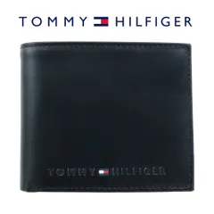 トミーヒルフィガー 財布 二つ折り TOMMY HILFIGER ブラック 31TL25X005 001 BLACK 小銭入れ付き 札入れ カードケース レザー 本革 ミニ財布 キャッシュレス
