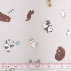 ★レア★　両面ラミネート生地　キッズランド／クマネコパンダ／ピンク　巾約105cm×50㎝　切り売り