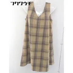 ◇ archives バックジップ　ノースリーブ　Vネック　チェック 膝丈 ワンピース ベージュ　ブラウン レディース  【中古】 【1108190003814】のサムネイル