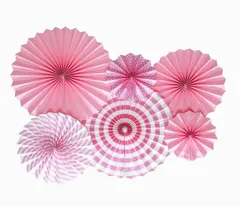 【在庫処分】撮影 誕生日飾り付けセットベビーシャワー 男の子 お部屋の飾 飾り お祝い 写真背景 バレンタイン (6点セット)扇子の組み合わせ 結婚式 誕生日 女の子 (ピンク) 装飾 パーティー ペーパーファン Morices