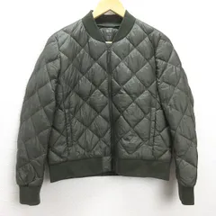 C■ユニクロ/UNIQLO ウルトラライトダウンダイヤキルトリブブルゾン【L】カーキ/LADIES/ｍ48【中古】■
