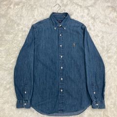 現行 ポロラルフローレン デニムシャツ ポニー クラシックフィット ボタンダウン 青 インディゴブルー Mサイズ ★お値段交渉を受け付けます