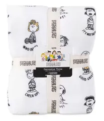 【送料無料】スヌーピー 大判ひざ掛け 152cm x 177cm ホワイト　ブランケット/ふわふわ/かわいい/Peanuts