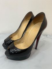 Christian Louboutin クリスチャンルブタン オープントゥ パテントレザー ハイヒール ブラック