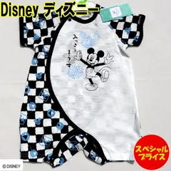 ディズニー ベビー サイズ60〜70 プレオール カバーオール Disney ミッキーマウス 花火 甚平風 和風 ブルー