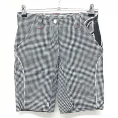 ★SALE価格★【超美品】フィラゴルフ ハーフパンツ 黒×白 チェック柄 サイドビッグロゴ レディース M ゴルフウェア FILA GOLF