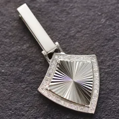 ペンダントトップ 18金 K18WG ダイヤモンド ホワイトゴールド スパークルカット 喜平用 ペンダントヘッド シールド 地金 鑑別書付き【アクセサリーマート/メルカリShops店】