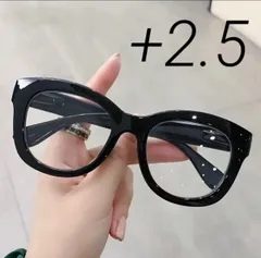 老眼鏡 +2.5  極太セルフレーム　大きな黒縁　リーディンググラス