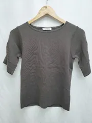 ◇ Θ　Φ NATURAL BEAUTY BASIC リブ素材 半袖 カットソー サイズF ダークブラウン レディース P  【1409250012983】