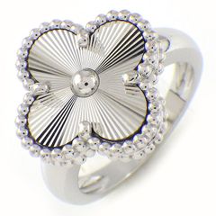 ヴァンクリーフ＆アーペル Van Cleef & Arpels リング ヴィンテージ アルハンブラ VCARP9XI00 ギョーシェ K18WG 10号 / #50 【箱・保付き】 【中古】
