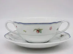 ss3988 【中古】 ノリタケ スープカップセット チンツ果物画 c/s Noritake ホワイト 白地 カップ＆ソーサー 洋食器 ノリタケ 中古
