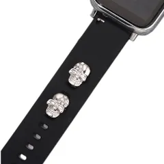 2個 頭蓋骨装飾 DIY フラワーズ かわいい 男性 腕時計の装飾 腕時計バンド アクセサリー For iWatch Fitbit Sense/Versa 3/ Charge 5/HUAWEI WATCH FIT アップルウォッチ バンドチャーム