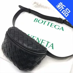 未使用保管品 BOTTEGA VENETA ボッテガ イントレチャート ベルトバッグ ウエストポーチ ボディバッグ キーリング付き ブラック m14301