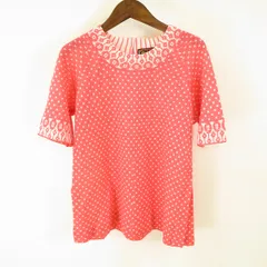 #s サイトウトヨコ 斉藤都世子 ニット セーター ピンク系 白 花柄 ドット柄 半袖 937071 k01のサムネイル