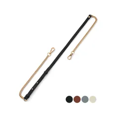 [masamilk] チェーンストラップ 牛革 ショルダーベルト チェーンバッグ用 ショルダーストラップ 細め 交換 単品 (ブラック×ゴールド) [ブラック/ゴールド]