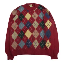 TRUSSARDI トラサルディ ウール アーガイル クルーネック ニット セーター レッド系【中古】のサムネイル