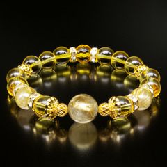 ☆爆金運☆ゴールドルチルクォーツ&スモーキークォーツ ブレスレット 